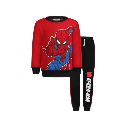 Marvel Spiderman Boys Sweatshirt and Jogger Set for Toddler and Little Kids – Red/Black