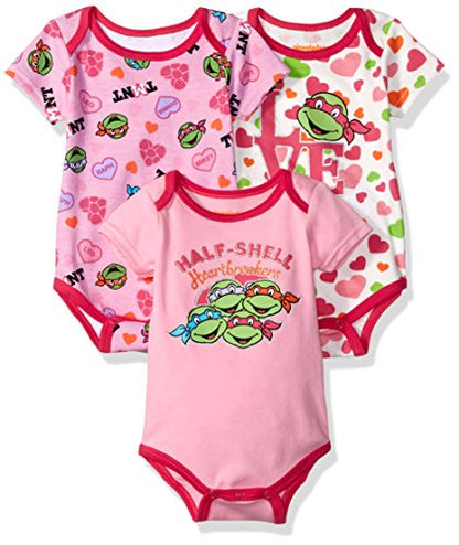 Nickelodeon Baby Girl's Ninja Turtles 3 Pack Bodysuit, Pink