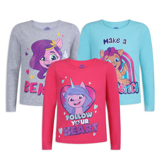 My Little Pony Girl's 3-Pack Long Sleeve Graphic Tee Shirt