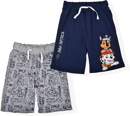 Paw Patrol Nickelodeon Boy's 2-Pack Casual Drawstring Short , Blue/Grey