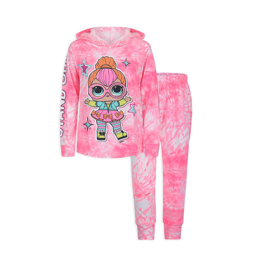 L.O.L. Surprise! Girls Tie Dye Hooded Sweatshirt and Jogger Pants Set