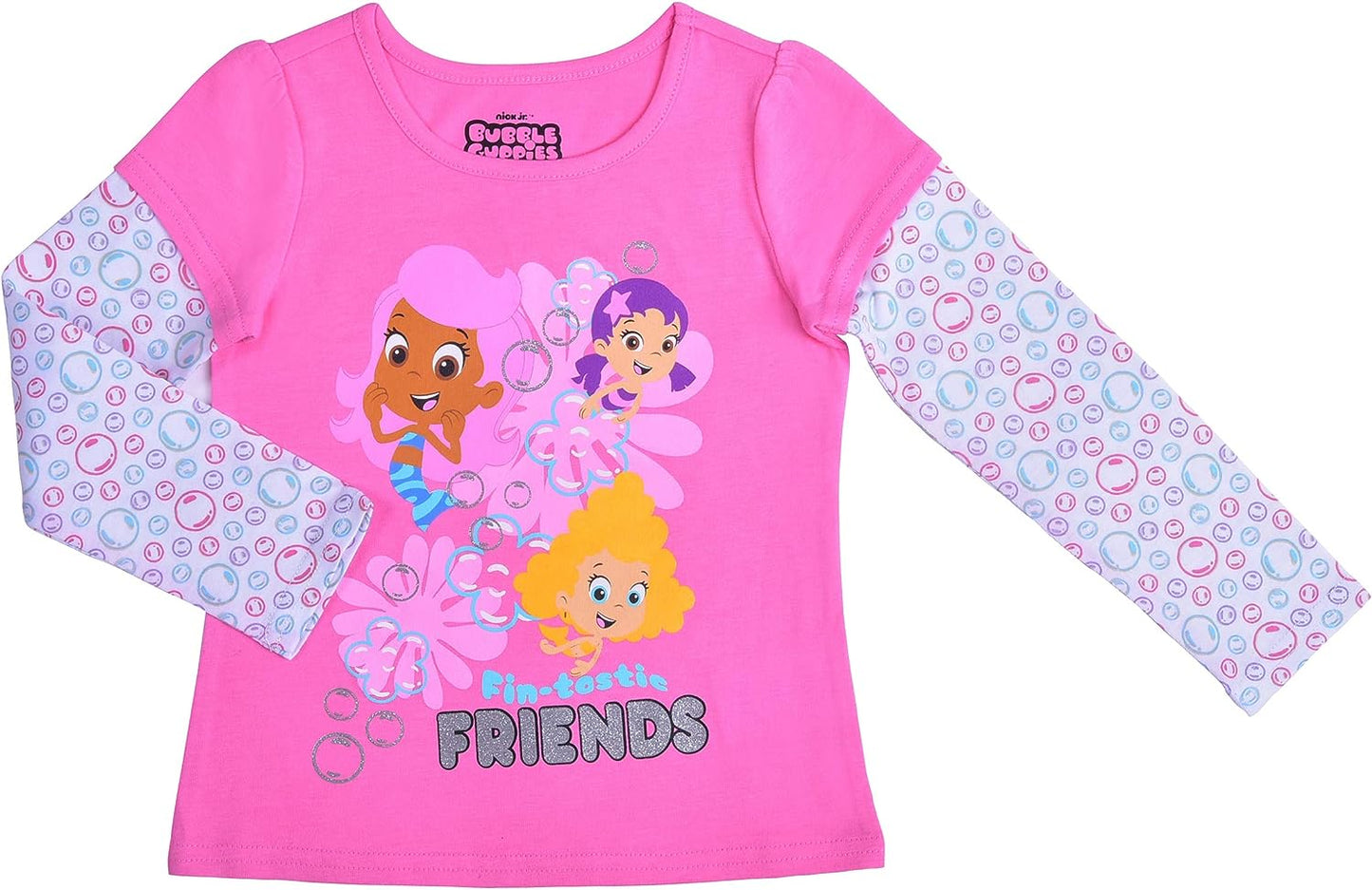 Nickelodeon Bubble Guppies Girls Long Sleeve T-Shirt for Toddler and Little Kids - Pink