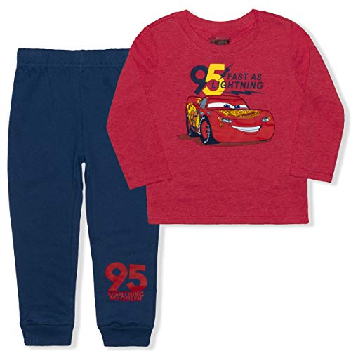 Disney's Cars Lightning McQueen Jogger Set for Boys, Toddlers' Long Sleeve Tee and Jog Pants