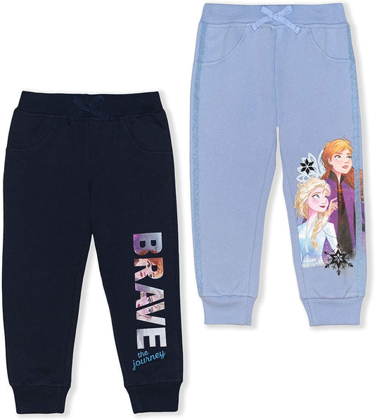 Disney Frozen Elsa and Anna Girls’ 2 Pack Jogger for Toddler and Little Kids – Blue/Navy