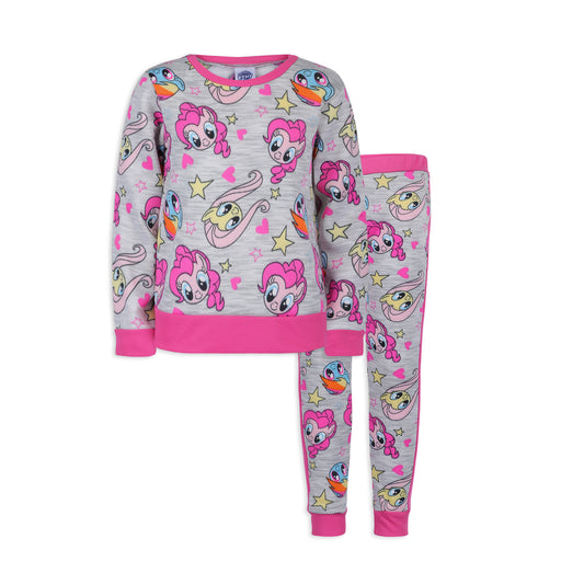 My Little Pony Girls’ Sweatshirt and Jogger Set for Little and Big Kids - Pink/Grey