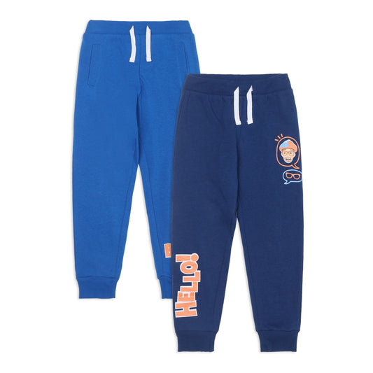 Blippi Boy's 2 Pack Jogger Sweatpant with Drawstring and Elastic Waistband for Toddlers and Big Kid - Blue/Navy