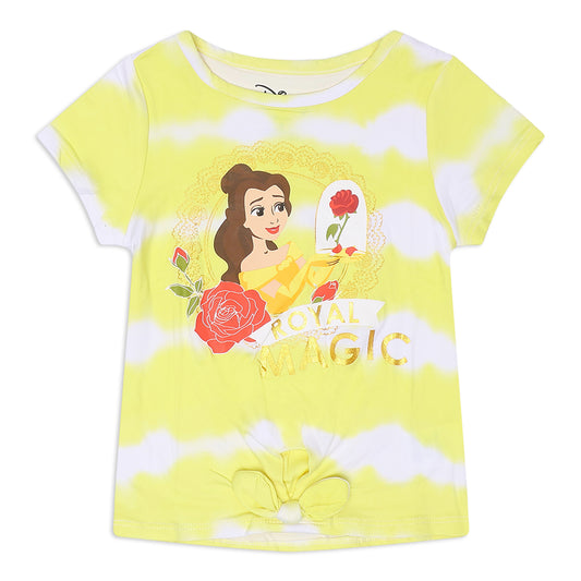 Disney Girl's Beauty and the Beast Short Sleeves Tee Shirt for Kids, Belle Print