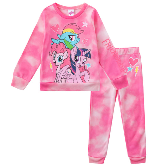 Hasbro My Little Pony Girls’ Sweatshirt and Joggers Set for Little and Big Kids – Pink