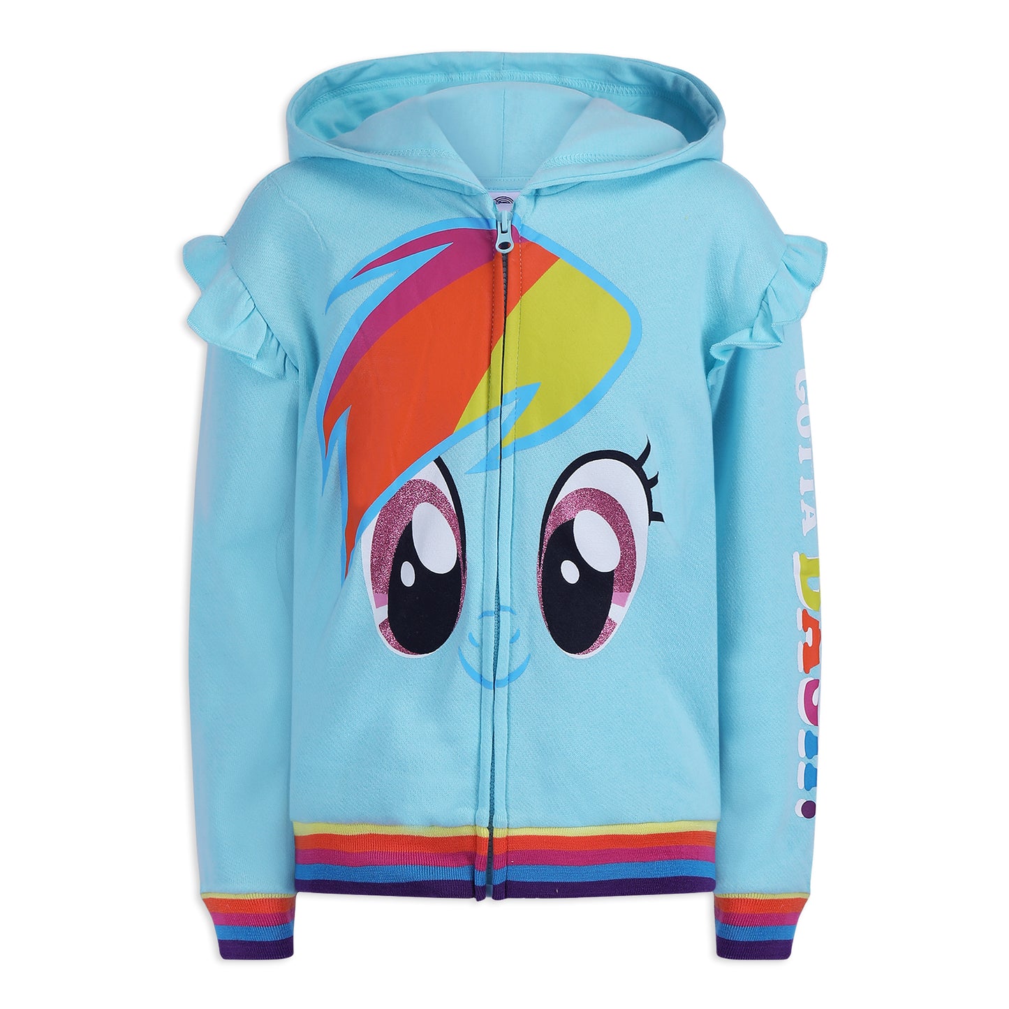 My Little Pony Girls’ Zip Up Hoodie for Toddler, Little and Big Kids – Blue/Grey