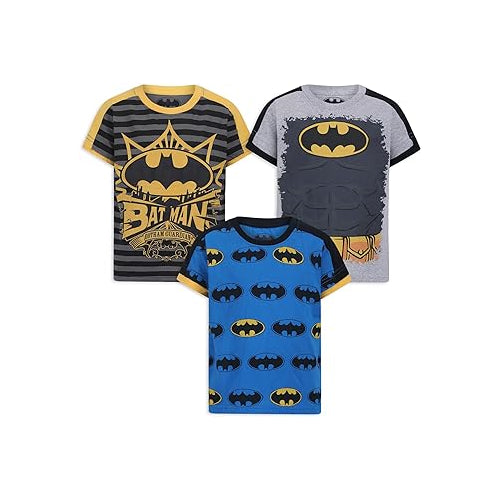 Warner Bros. Boy's 3-Pack Batman Short Sleeve Graphic Tee Shirt Set, Size 7