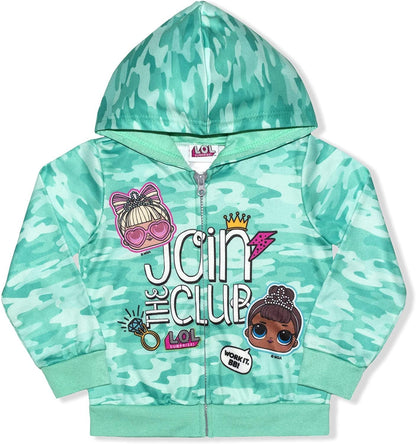 L.O.L. Surprise! Dolls Girls’ Zip Up Hoodie for Little and Big Girls – Blue/Pink