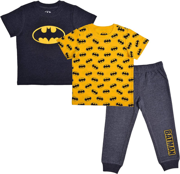 BATMAN Boys? T-Shirt and Jogger Pants Set for Toddler and Little Kids ? Yellow/Black/Grey