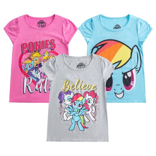 Hasbro My Little Pony Twilight Girls' Short sleeve T-Shirt (Pack of 3)