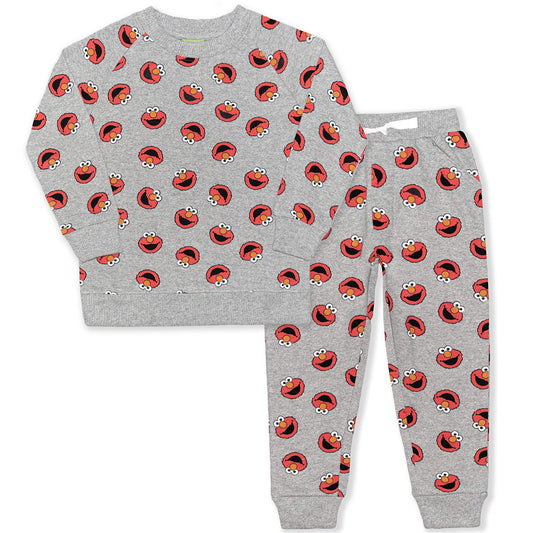 Sesame Street Elmo and Cookie Monster Boys 2 Piece Long Sleeve Sweatshirt and Jogger Set for Infants and Toddlers ? Grey