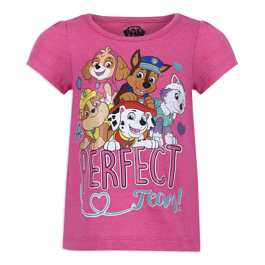 Nickelodeon Paw Patrol Girls Short Sleeve T-Shirt for Toddler and Little Kids - Grey/Pink/White/Blue