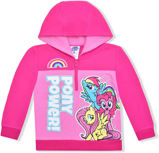 My Little Pony Girls Pullover Rainbow Dash, Pinkie Pie and Fluttershy Half Zip Up Hoodie