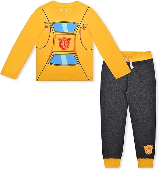 Hasbro Transformers Boys’ Long Sleeve Shirt and Jogger Pants Set for Little Kids - Red/Navy/Yellow/Grey