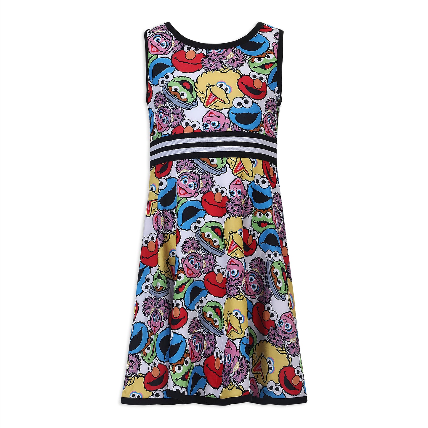 Sesame Street Girls’ Dress with Panties for Infant and Toddler – White/Multicolor