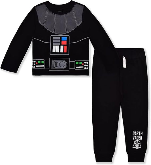 Star Wars Boys Baby Yoda, Darth Vader or Stormtrooper Long Sleeve T-Shirt and Jogger Pants Set for Toddler and Little Kids