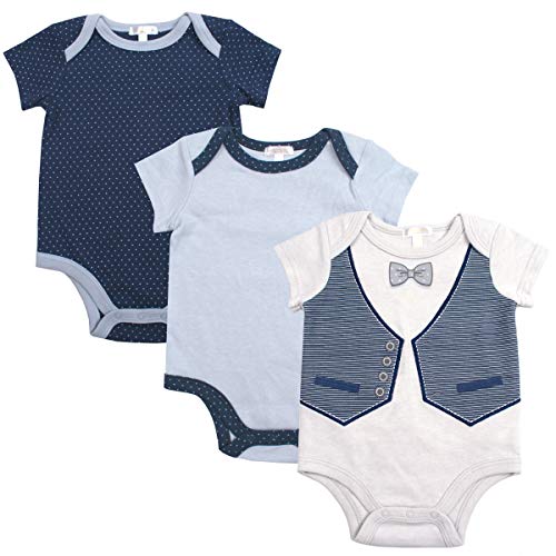 Tahari Baby Boys 3-Pack Creeper Bodysuits Blue