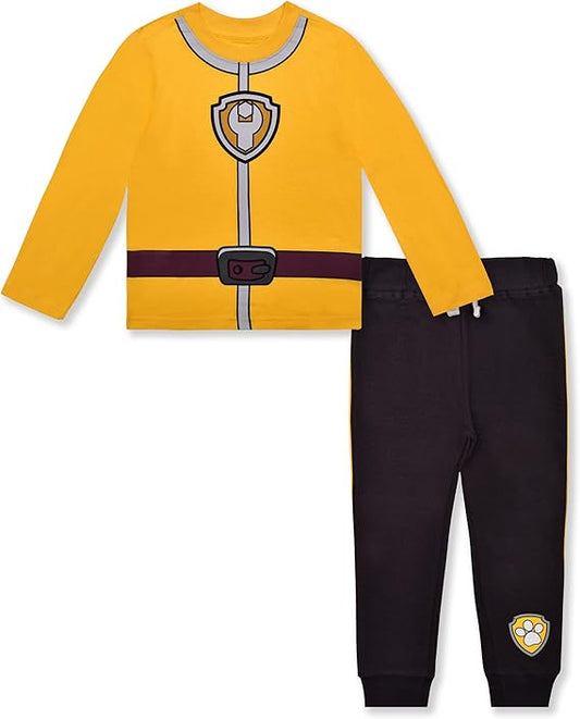 Nickelodeon Paw Patrol Boys Chase, Rubble or Marshall Long Sleeve T-Shirt and Jogger Set for Toddler and Little Kids