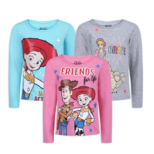 Disney Girl's 3-Pack Toy Story Long Sleeve Graphic Tee Shirt