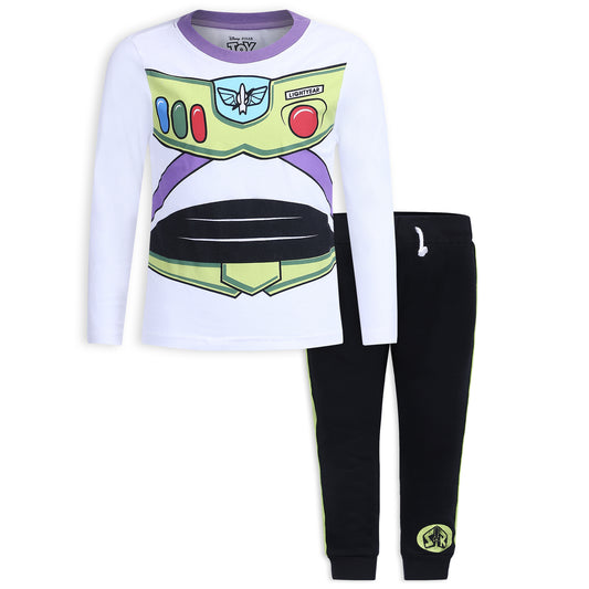 Disney Toy Story Woody and Buzz Lightyear Boys’ Long Sleeve Shirt and Jogger Pant Set for Toddler and Little Kids