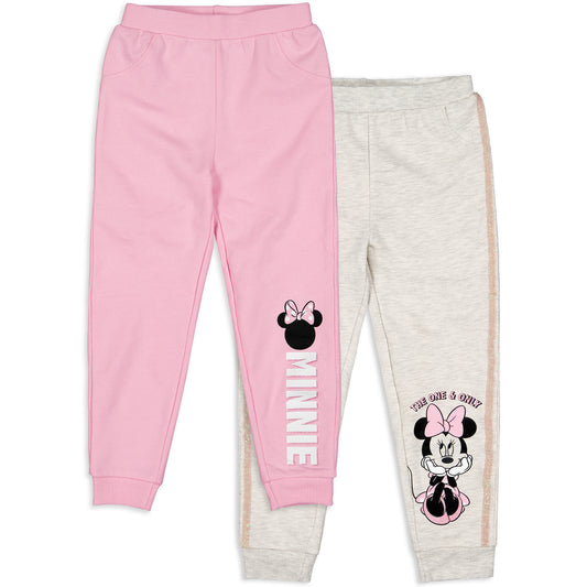 Disney Minnie Mouse Girls' 2 Pack Jogger Pants for Toddler and Little Kids – Red/Grey