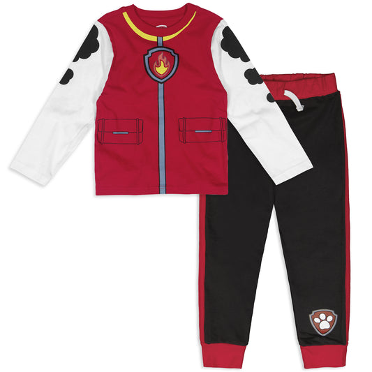 Nickelodeon Paw Patrol Boys Chase, Rubble or Marshall Long Sleeve T-Shirt and Jogger Set for Toddler and Little Kids