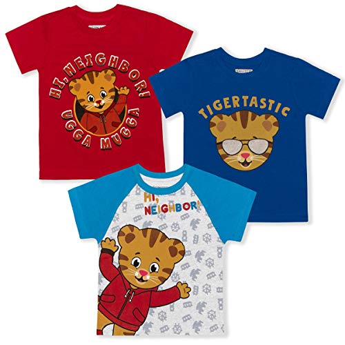 Fred Rogers Company Boy?s 3-Pack Daniel Tiger Graphic Tee Shirts, Blue/Red/Grey, Size 4T