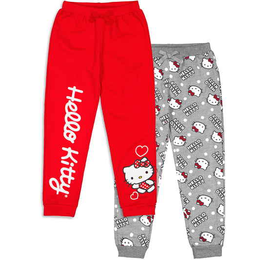 Hello Kitty 2 Pack Red and Grey Multi Print Joggers