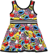 Sesame Street Girls Dress with Panties for Infant and Toddler - White/Multicolor