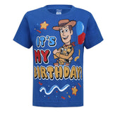 Disney Toy Story Woody Boys’ Birthday Short Sleeve T-Shirt for Toddler and Little Kids - Blue