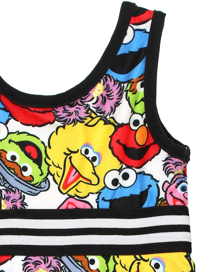 Sesame Street Girls Dress with Panties for Infant and Toddler - White/Multicolor