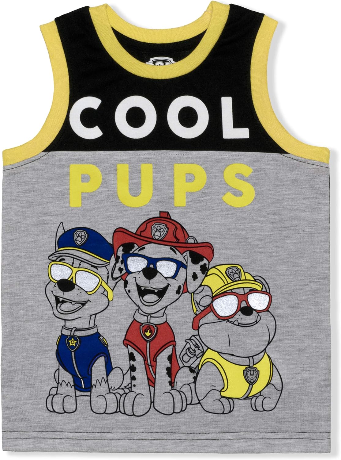 Paw Patrol Nickelodeon Marshall, Rubble and Chase Boys Tank Top and Shorts Set for Toddler and Little Kids ? Black/Grey