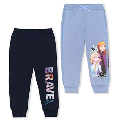 Disney Frozen Elsa and Anna Girls’ 2 Pack Jogger for Toddler and Little Kids – Blue/Navy