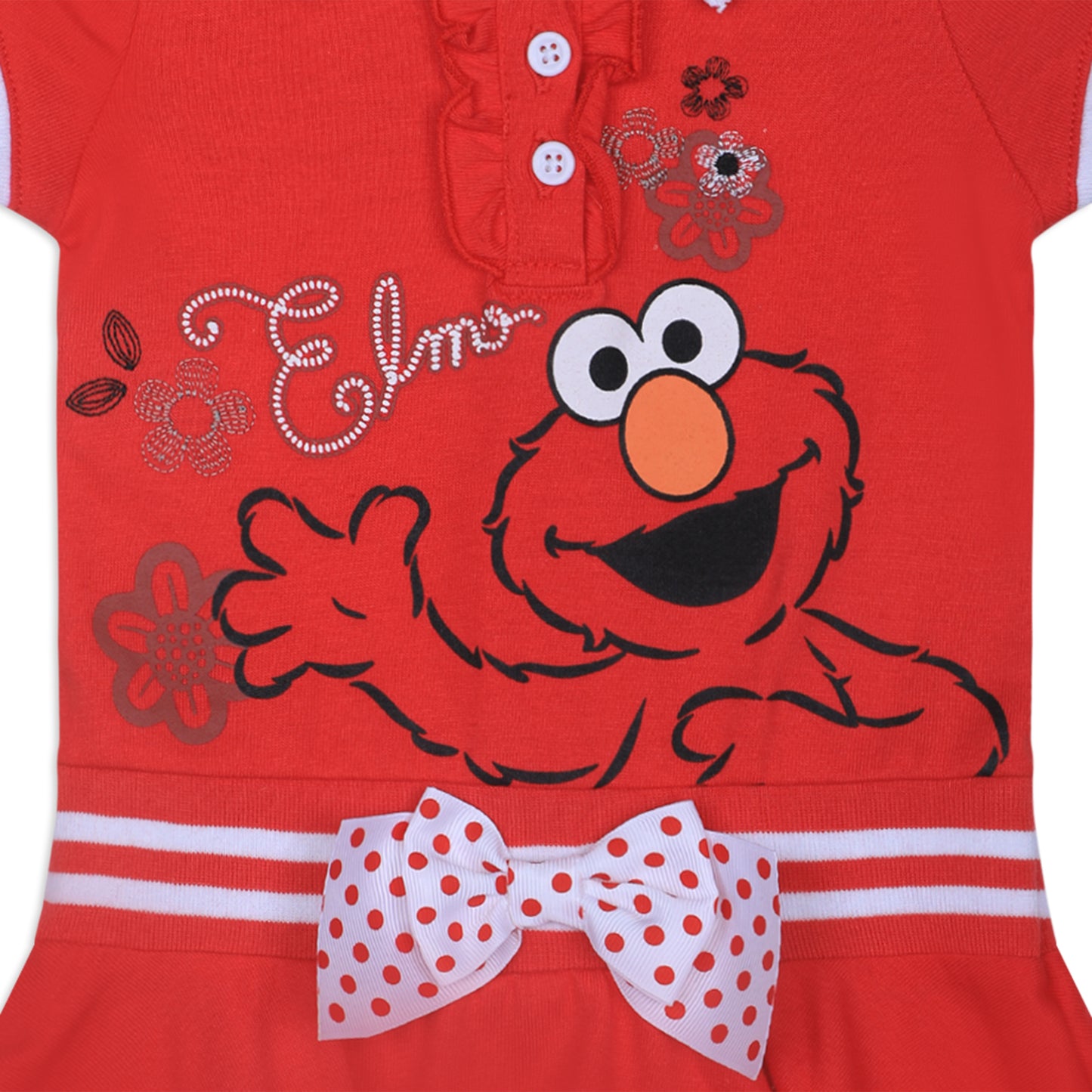 Sesame Street Elmo Girls’ Polo Dress for Infant and Toddler – Red/White