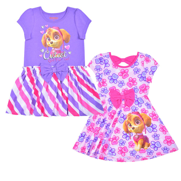 Nickelodeon Girls' Little Paw Patrol 2 Pack Dresses, Pink, 6X