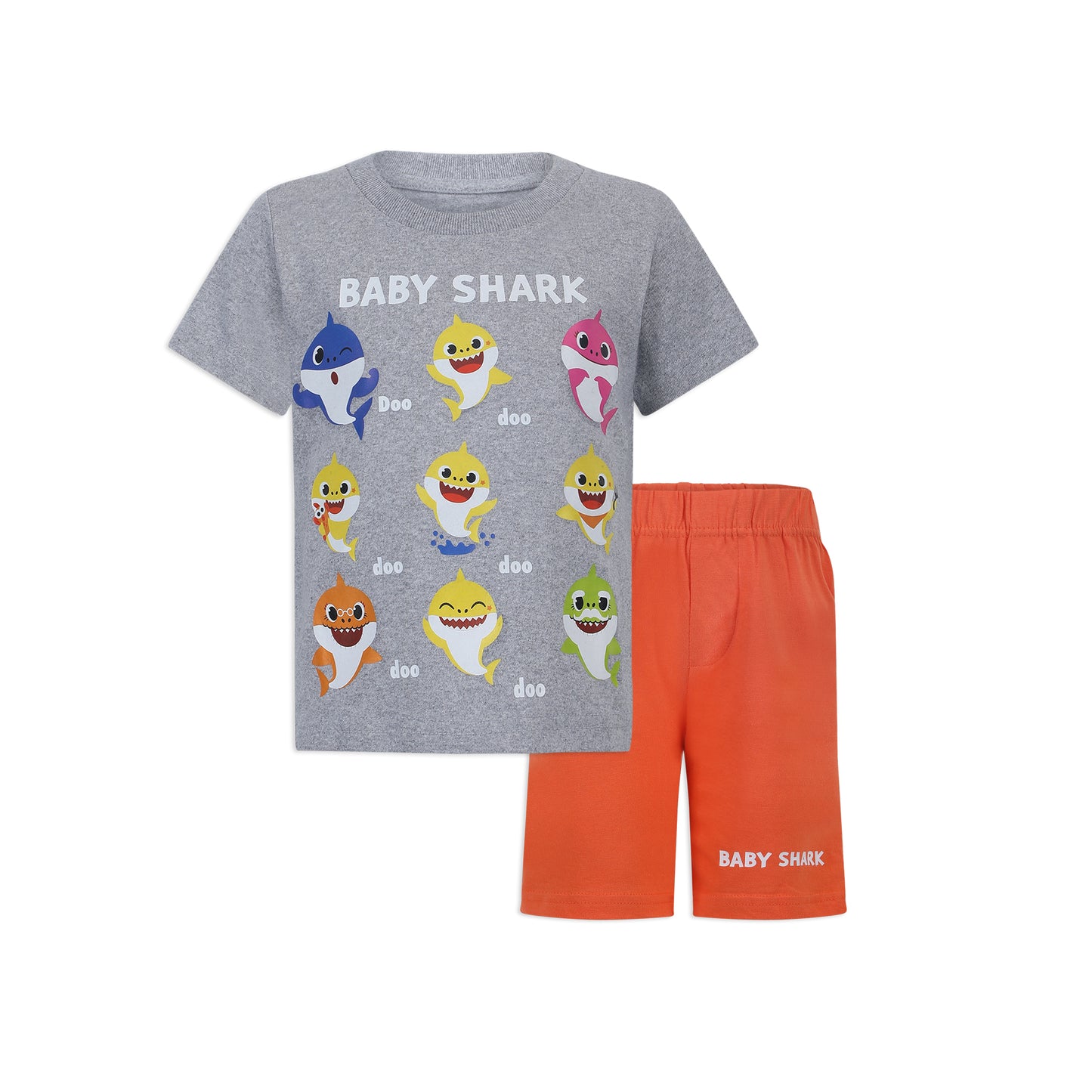 Nickelodeon Baby Shark T-Shirt and Short Set for Toddler Boys – Blue/Black or Grey/Blue or Grey/Orange or Grey/Black