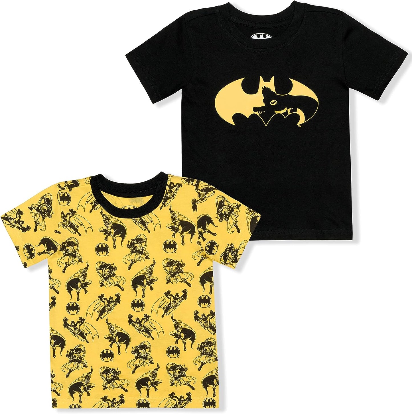 BATMAN Boys 2 Pack T-Shirt for Toddlers and Little Kids - Black