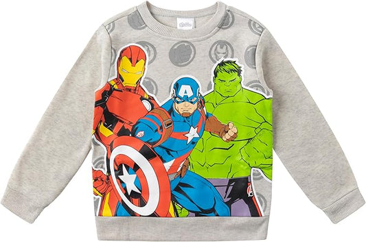 Marvel Avengers Boys Captain America, Ironman and Hulk 2 Piece Sweatshirt and Jogger Set for Toddlers and Little Kids - Grey