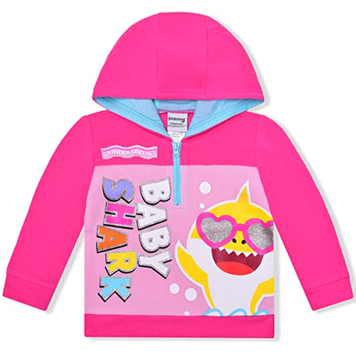 Nickelodeon Baby Shark Girls Half Zip Up Hoodie for Toddler and Little Kids - Pink