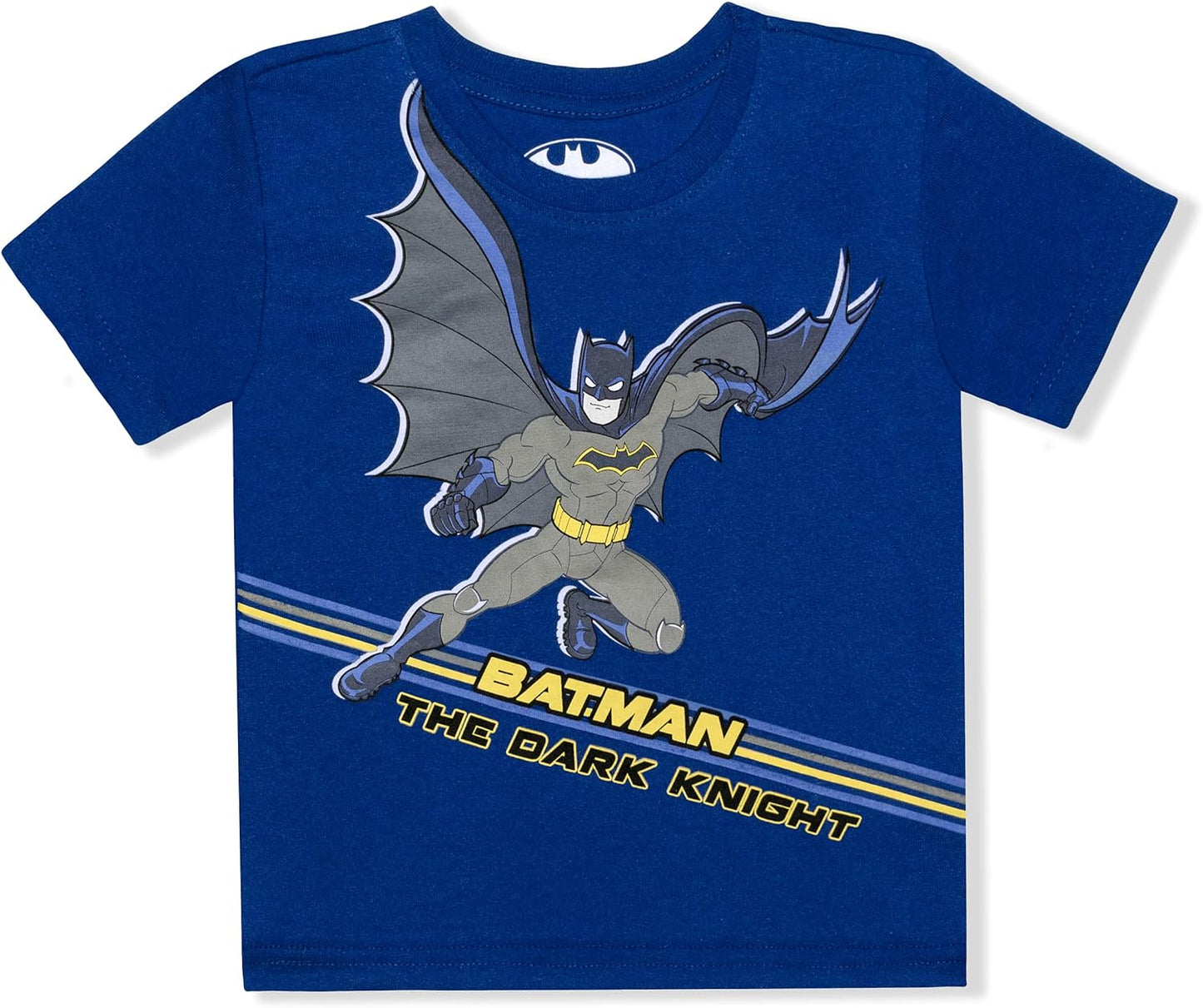 BATMAN DC Comics Boys T-Shirt, Tank Top and Short Set for Toddler and Little Kids ? Blue/Black/Grey or Yellow/Gray/Black