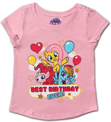 My Little Pony Girl's Best Birthday Ever Blouse Tee Shirt, Short Sleeve, Pink