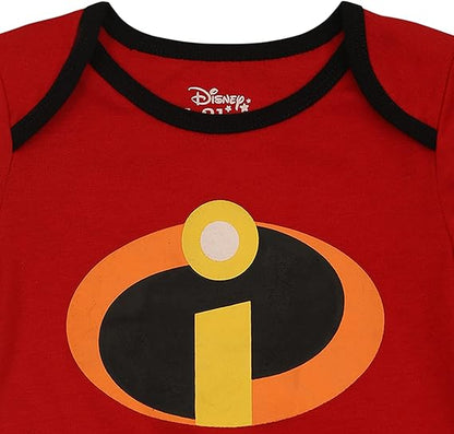 Disney The Incredibles Boys’ Short Sleeve Bodysuit and Jogger Set for Newborn and Infant – Red/Black