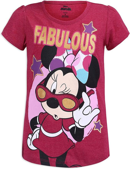 Disney Minnie Mouse Girls’ 4 Pack T-Shirt for Toddler and Big Kids – Pink/Purple/Grey