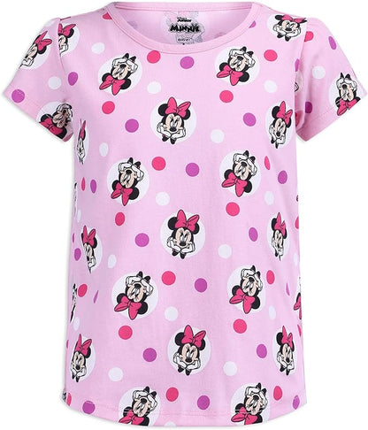 Disney Minnie Mouse Girls’ 4 Pack T-Shirt for Toddler and Big Kids – Pink/Purple/Grey
