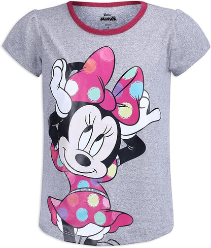 Disney Minnie Mouse Girls’ 4 Pack T-Shirt for Toddler and Big Kids – Pink/Purple/Grey