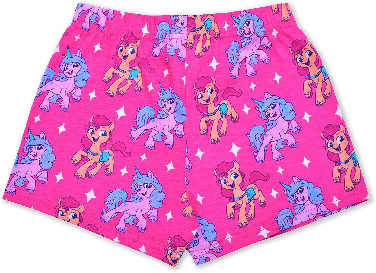 Hasbro My Little Pony Izzy and Sunny Girls’ Short Sleeve Tee and Shorts Set for Little and Big Kids – Pink/White