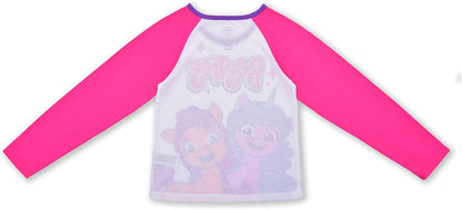 My Little Pony Moonbow and Sunny Girls’ Long Sleeve Shirt and Jogger Set for Little and Big Kids – Pink/White